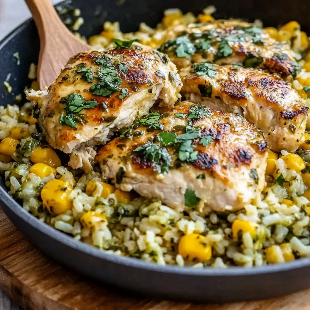 Recipe preparation for Tender Salsa Verde Chicken and Rice