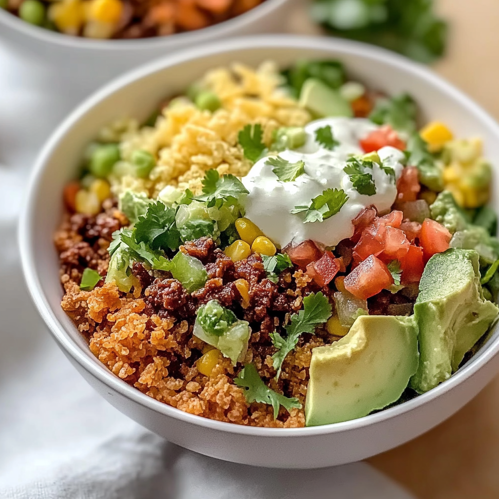 Recipe preparation for Ultimate Crispy Rice Taco Salad