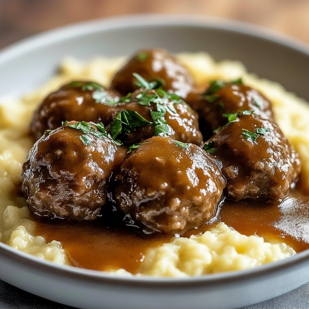Recipe preparation for Tasty Slow Cooker Salisbury Meatballs