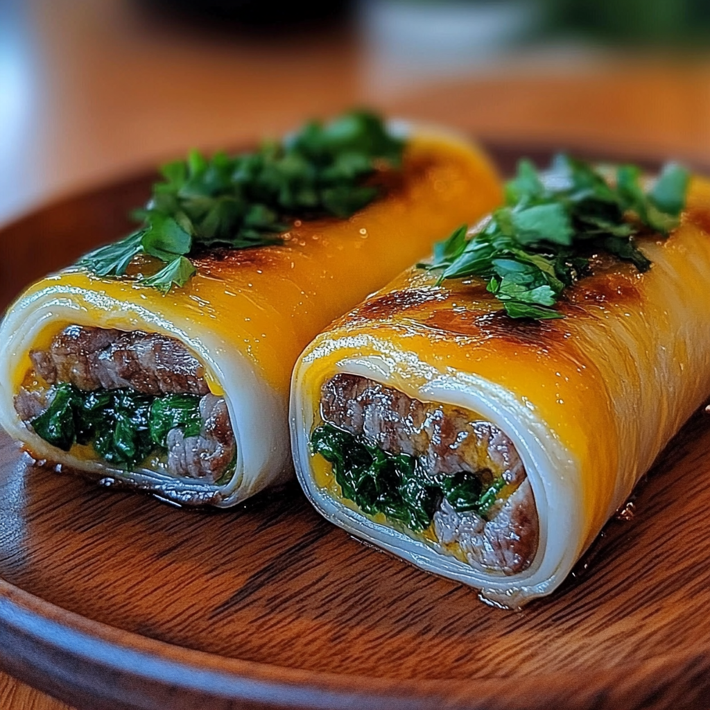 Recipe preparation for Easy Garlic Butter Beef Rollups