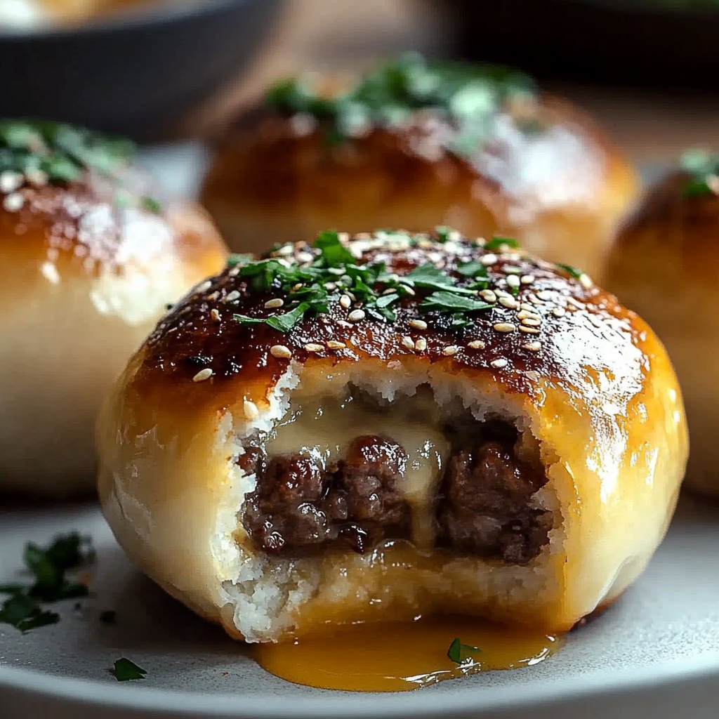Recipe preparation for Cheesy Garlic Beef Bombs