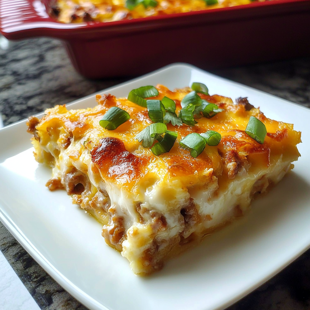 Recipe preparation for Sausage Hashbrown Breakfast Casserole