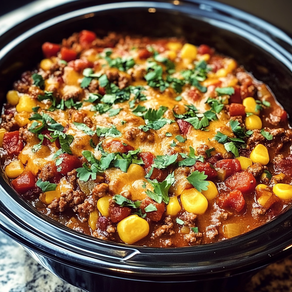 Recipe preparation for Slow Cooker Cowboy Casserole