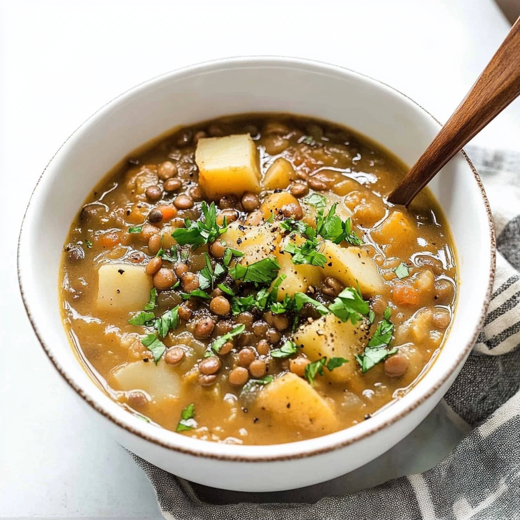 Recipe preparation for Lentil Potato Soup