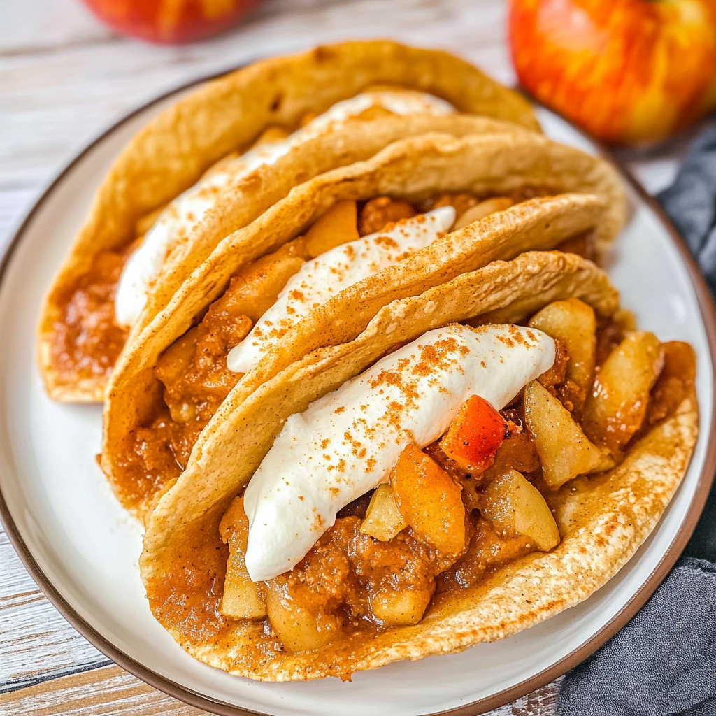 Recipe preparation for Apple Pie Tacos