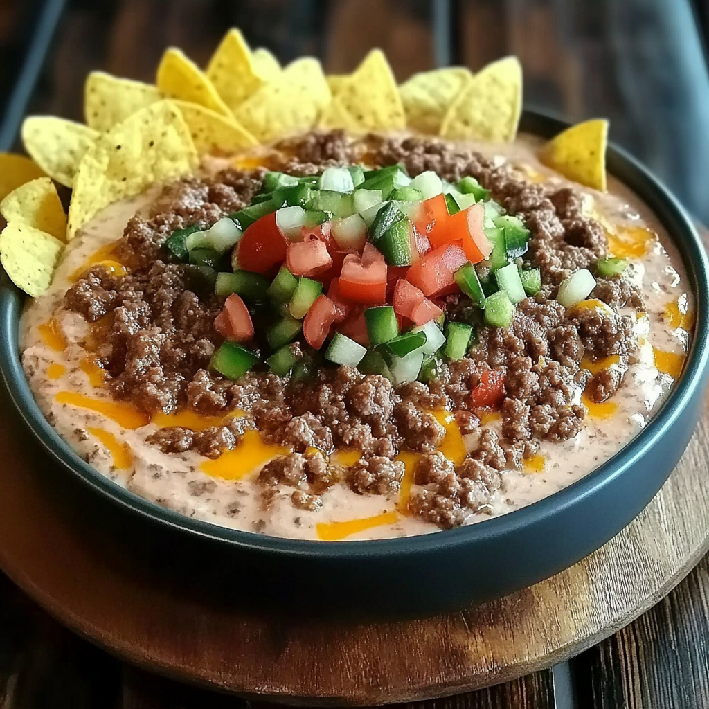 Recipe preparation for Meaty Texas Trash Dip