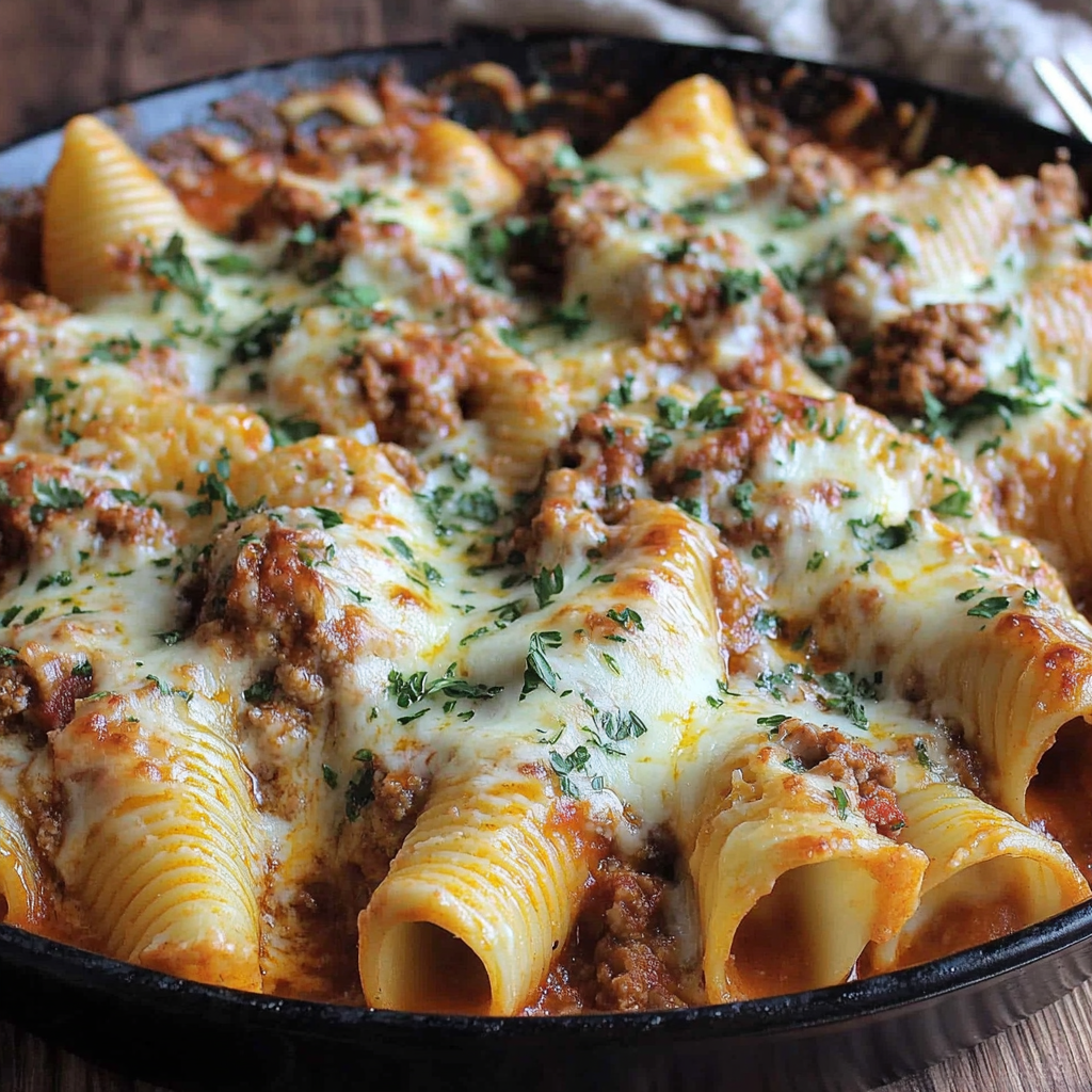 Recipe preparation for Cheesy Stuffed Shells