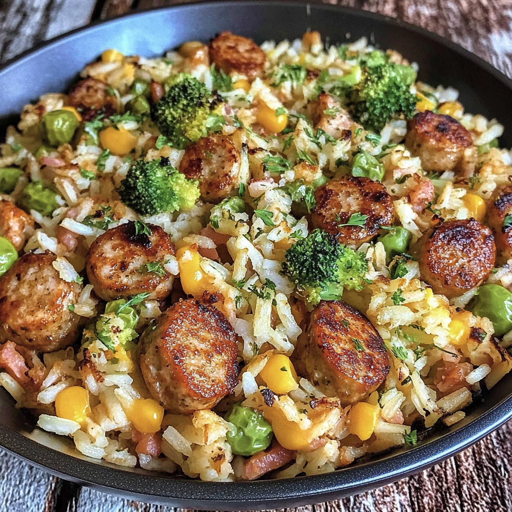 Recipe preparation for Sausage Rice Skillet