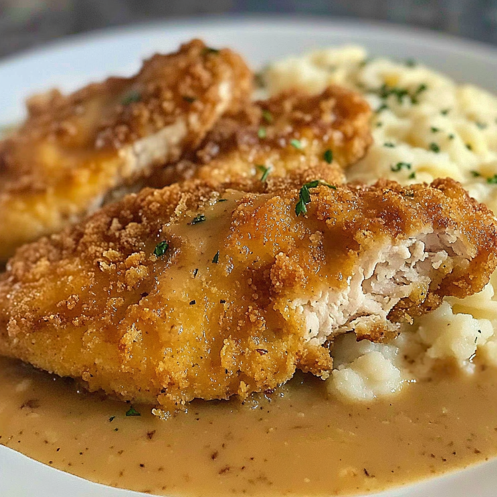 Recipe preparation for Creamy Pan Fried Chicken