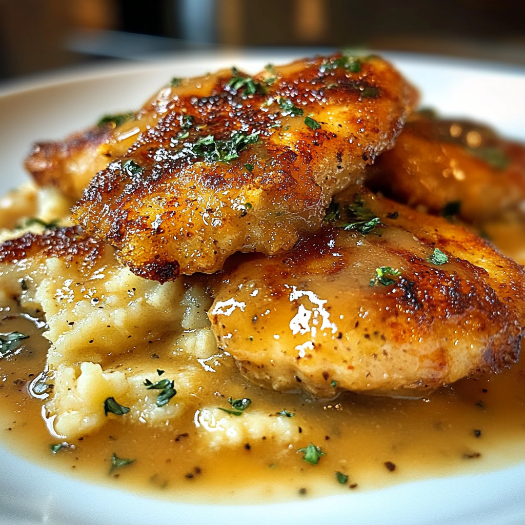 Recipe preparation for Creamy Pan Fried Chicken