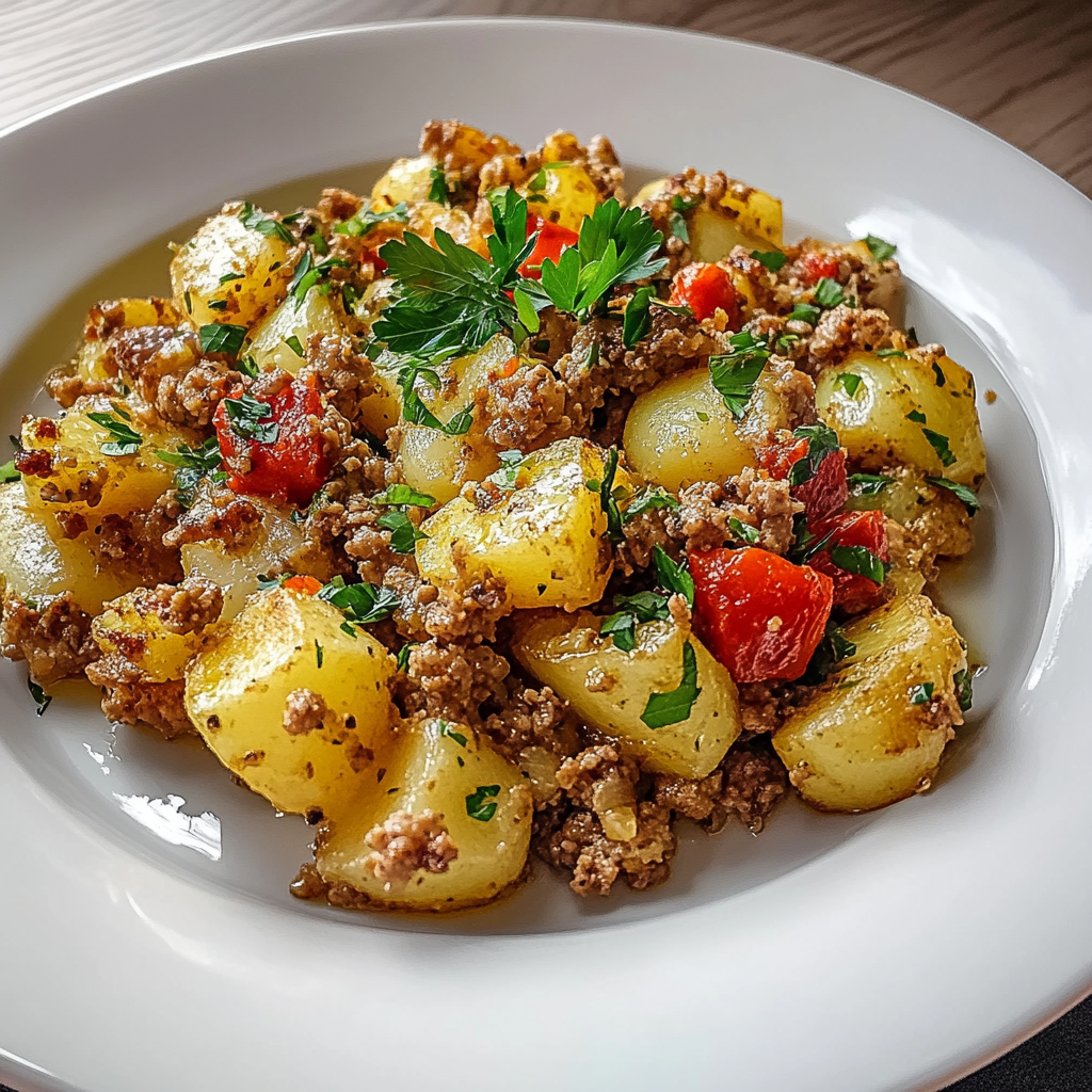 Recipe preparation for One-Pan Ground Turkey & Potatoes Meal