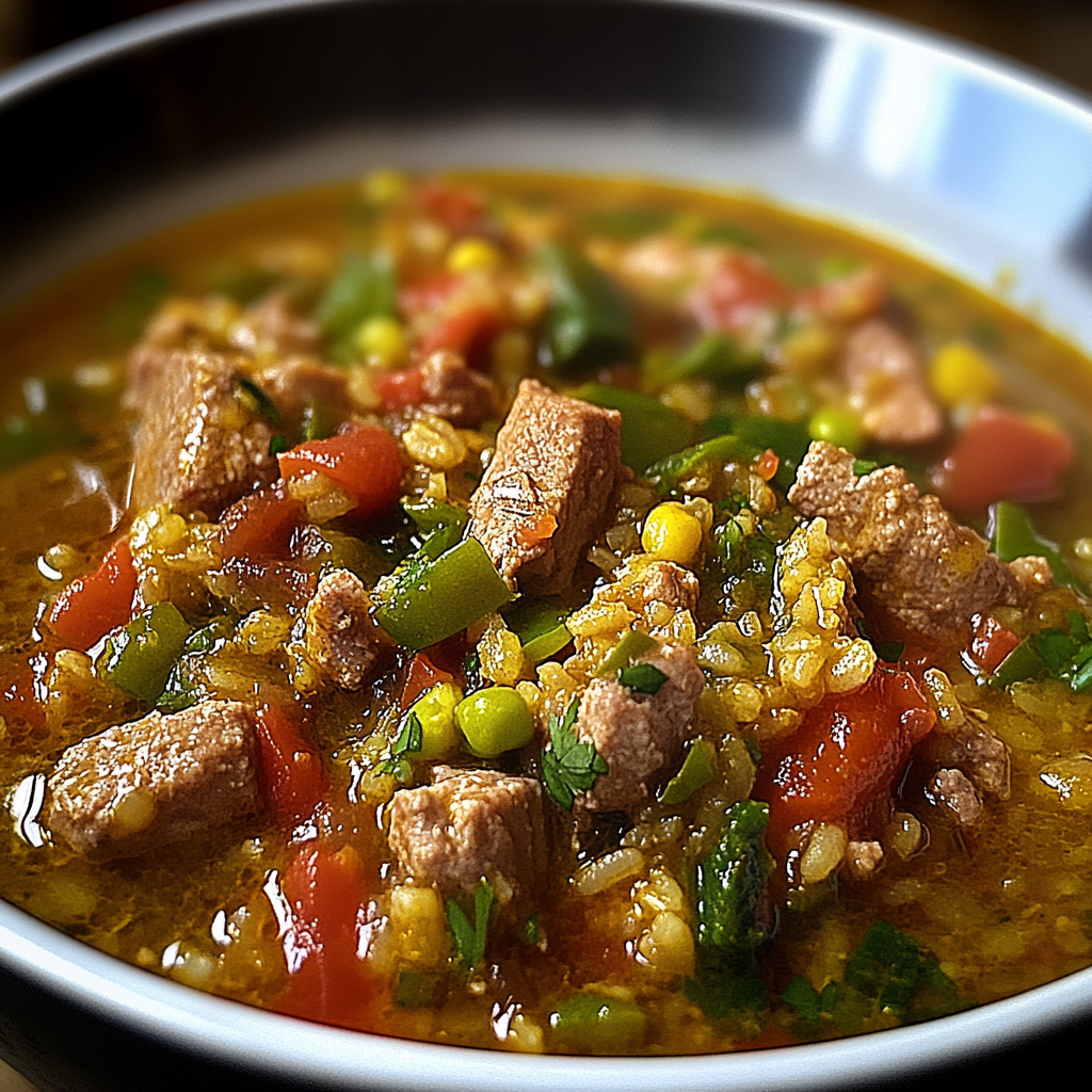 Recipe preparation for Grandma's Chili Verde Spanish Rice