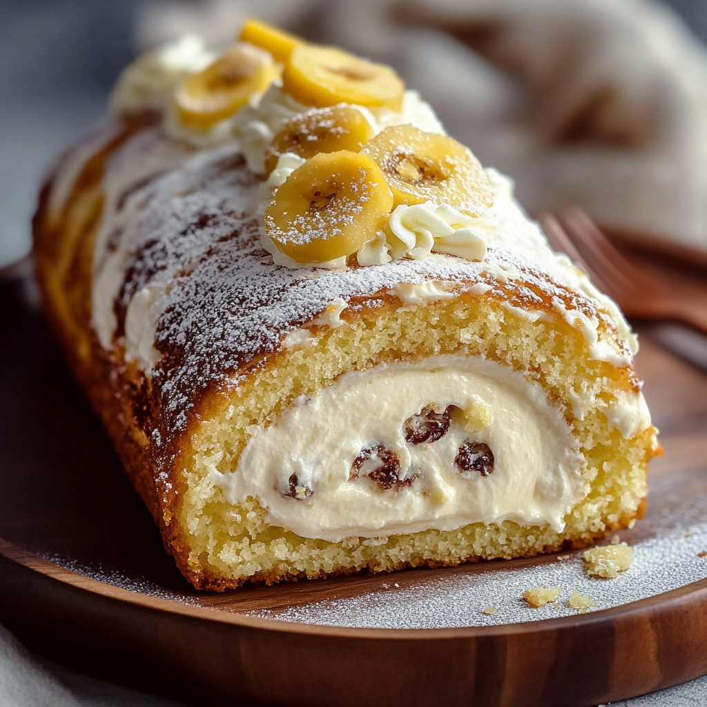 Recipe preparation for Banana Cake Cream Cheese Roll
