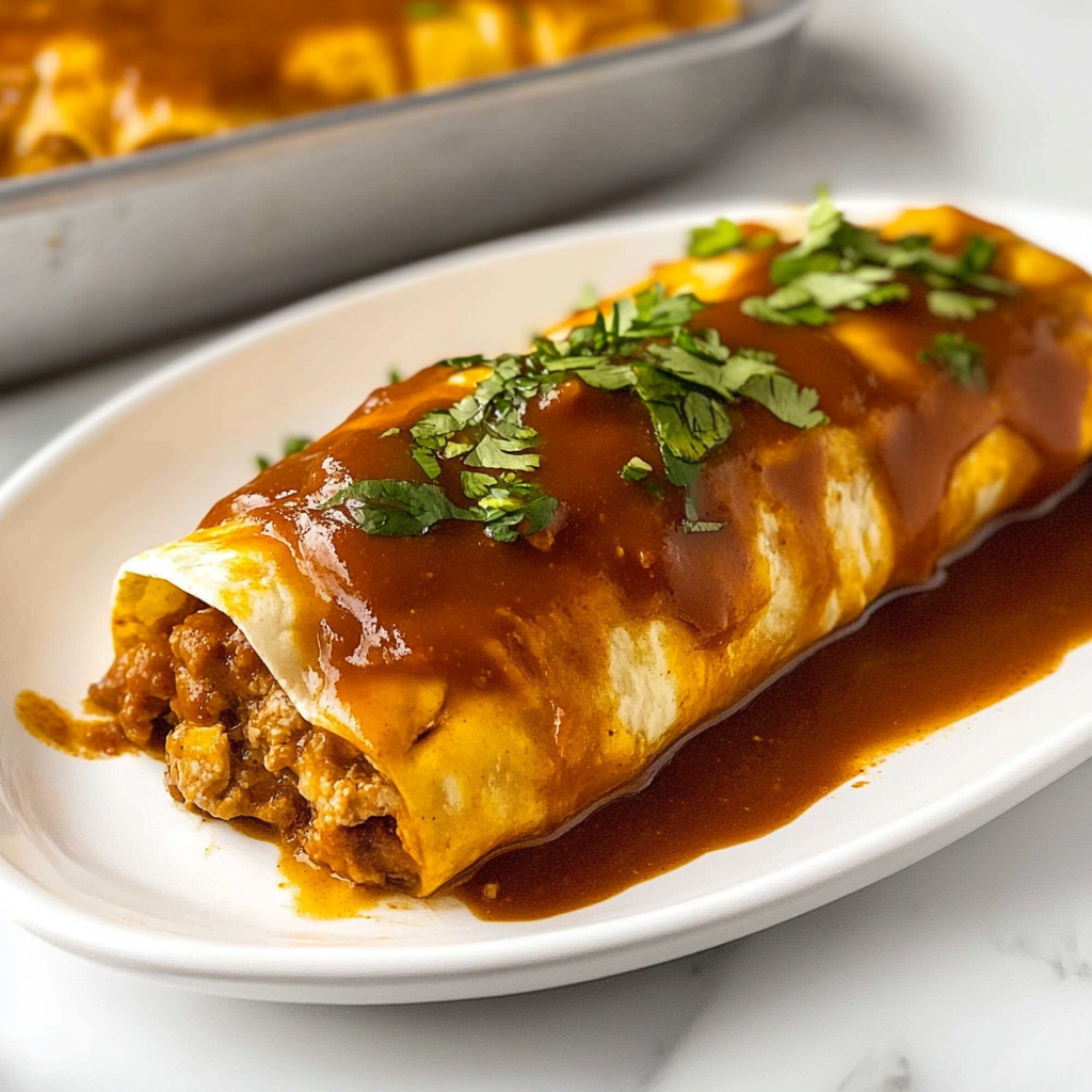 Recipe preparation for Extra Saucy Ground Beef Wet Burritos