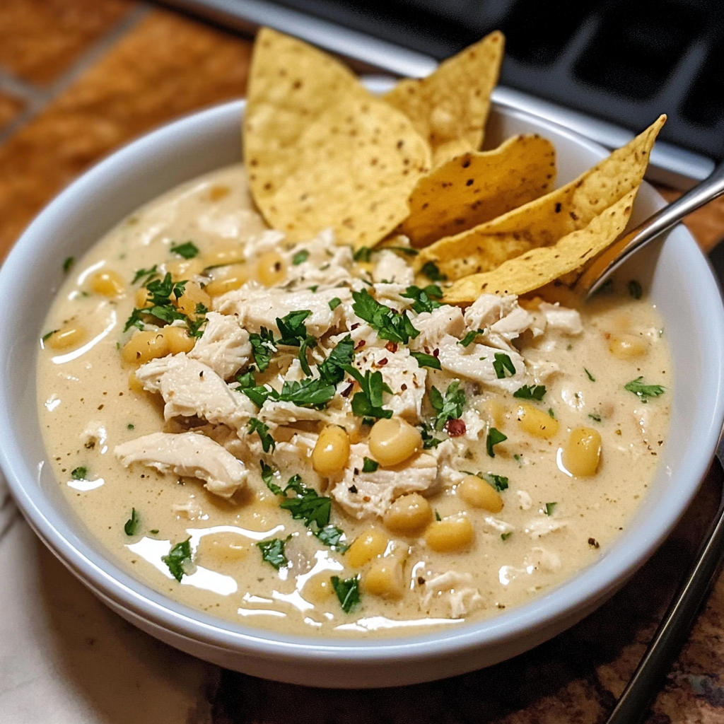 Recipe preparation for Creamy Crockpot White Chicken Chili