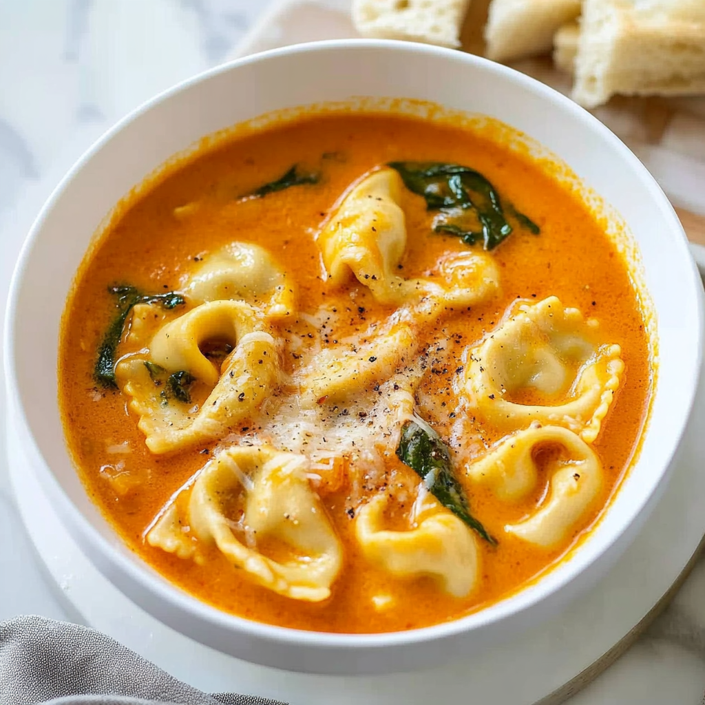 Recipe preparation for Tomato Tortellini Soup