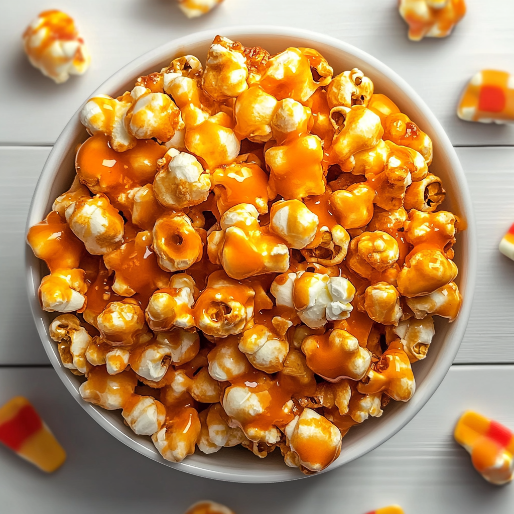 Recipe preparation for Creepy Caramel Candy Popcorn