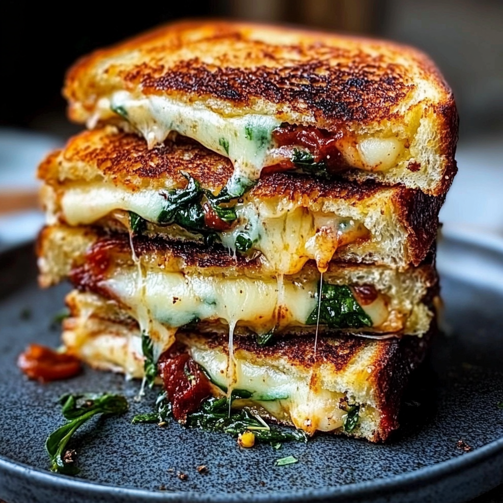 Recipe preparation for Mediterranean Grilled Cheese Sandwich
