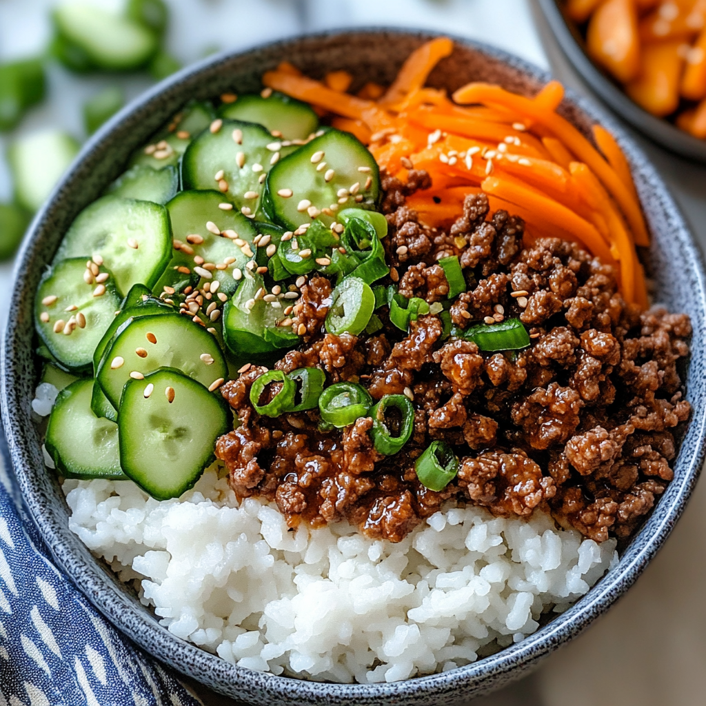 Recipe preparation for Korean Ground Beef Bowl
