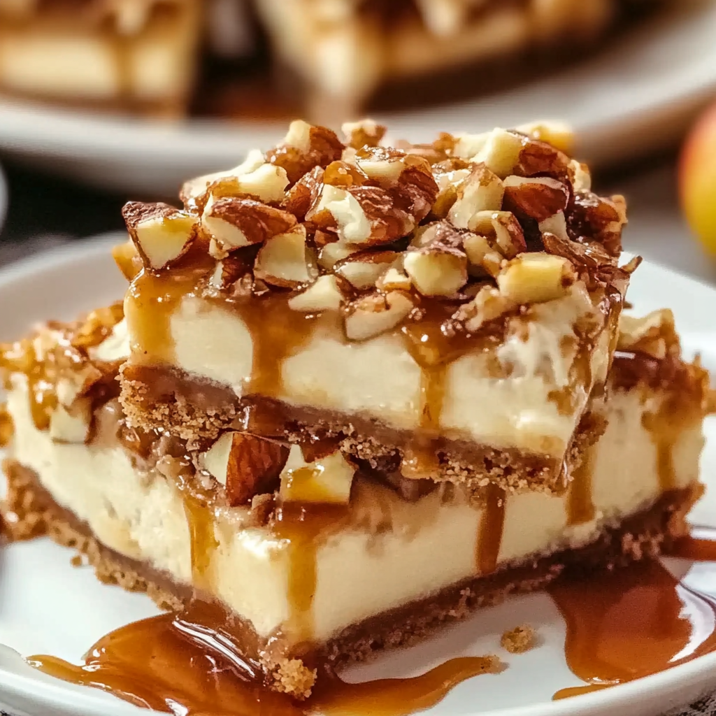 Recipe preparation for Caramel Apple Cheesecake Bars