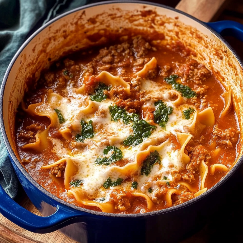 Recipe preparation for One Pot Lasagna Soup
