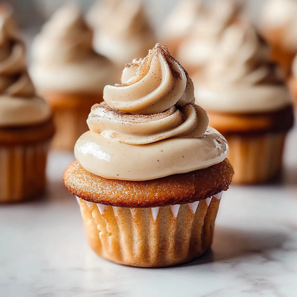 Recipe preparation for Golden Swirl Cinnamon Roll Cupcakes