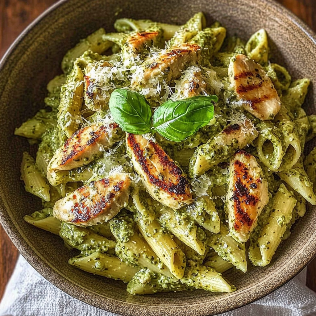 Recipe preparation for Pesto Chicken Pasta