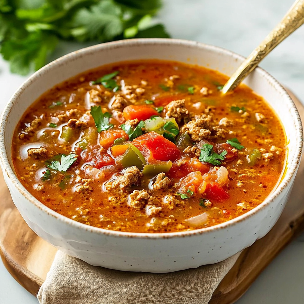 Recipe preparation for Stuffed Pepper Soup