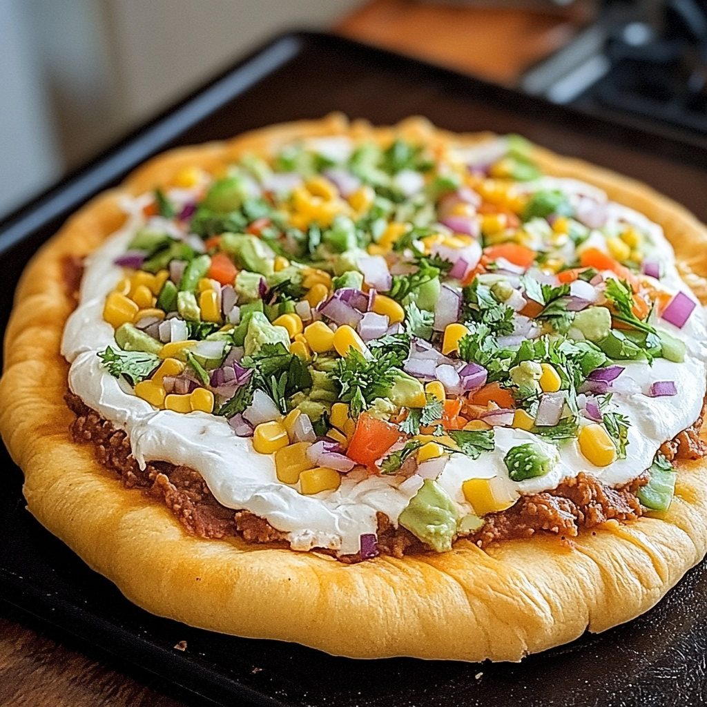 Recipe preparation for Taco Pizza Appetizer