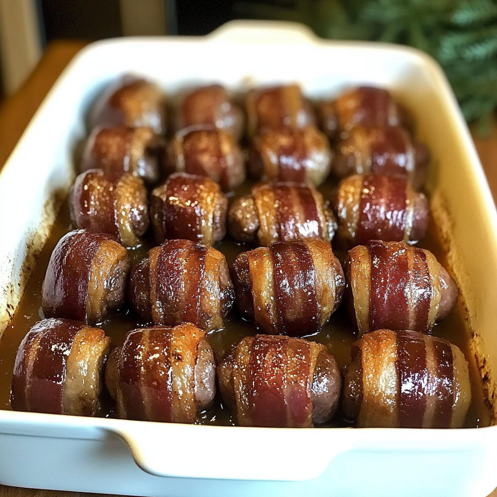 Recipe preparation for Bacon Wrapped Smokies Brown Sugar