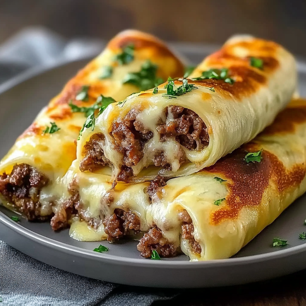 Recipe preparation for Keto Philly Cheesesteak Rolls