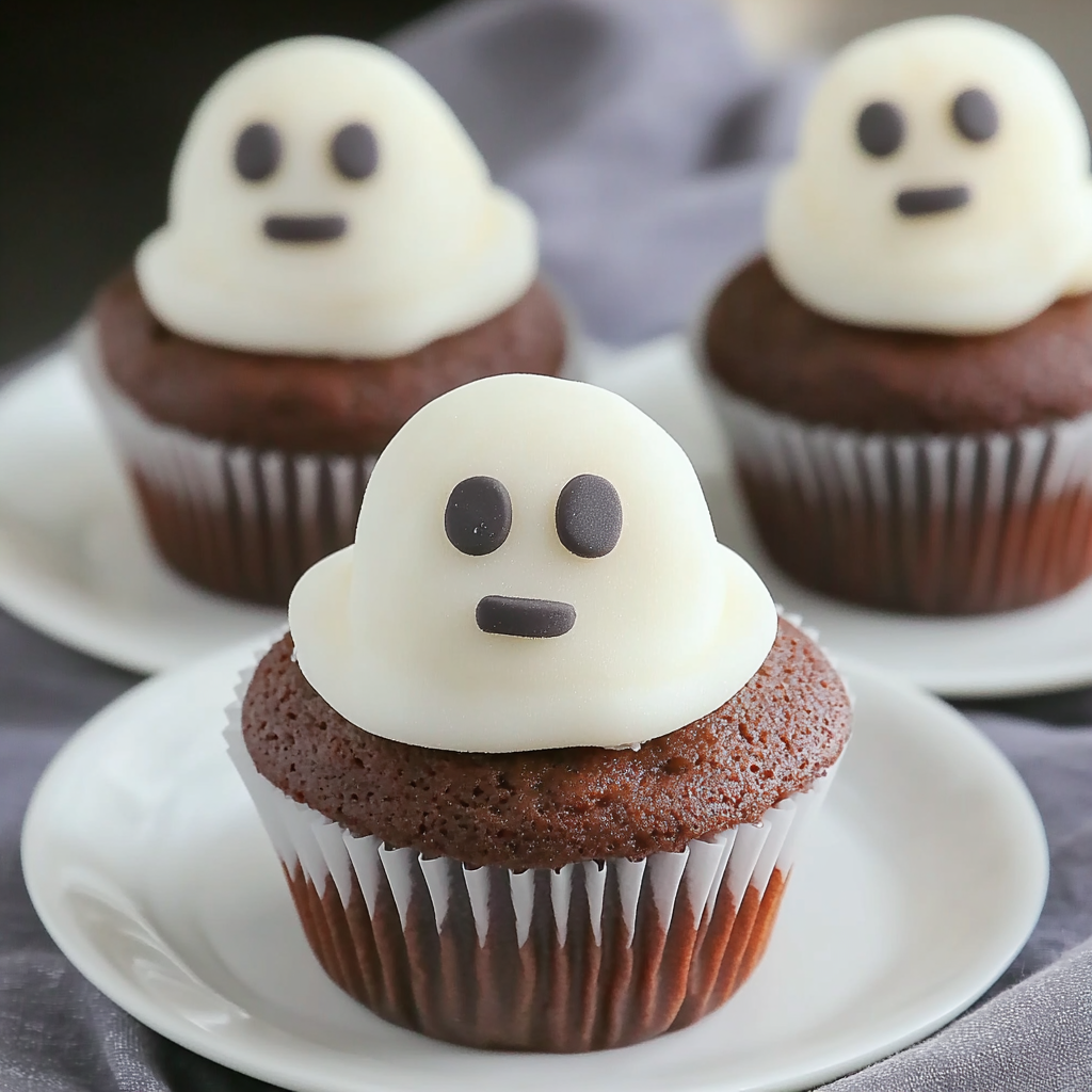 Recipe preparation for Ghost Cupcakes with Marshmallow