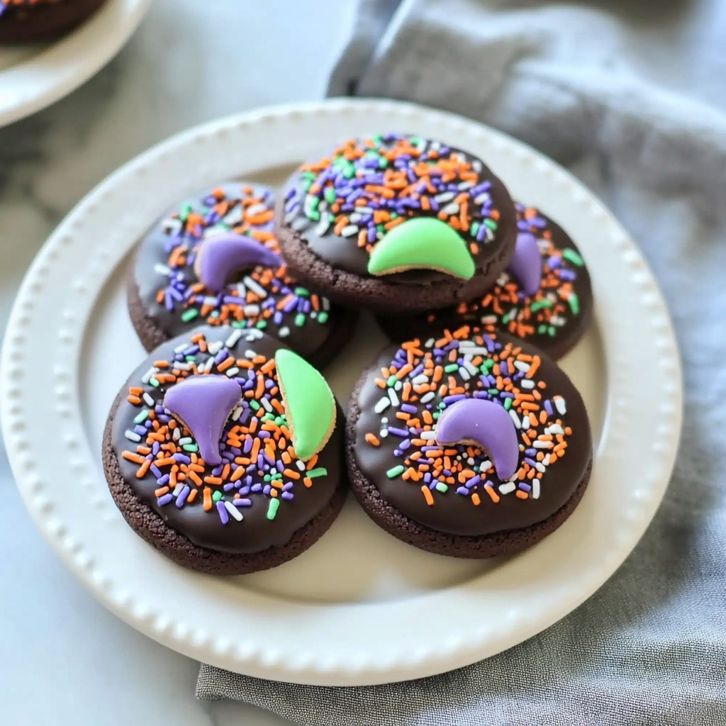 Recipe preparation for Tasty Oreo Witch Hat Cookies