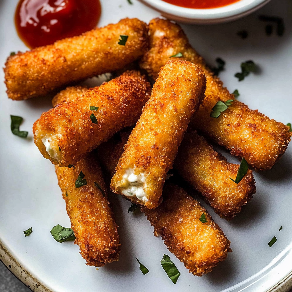 Recipe preparation for Fried Mozzarella Sticks