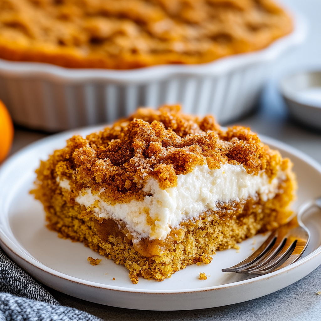 Recipe preparation for Easy Pumpkin Dump Cake