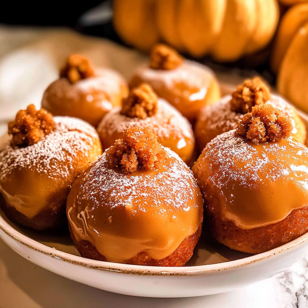 Recipe preparation for Pumpkin Spice Donuts with Pumpkin Custard