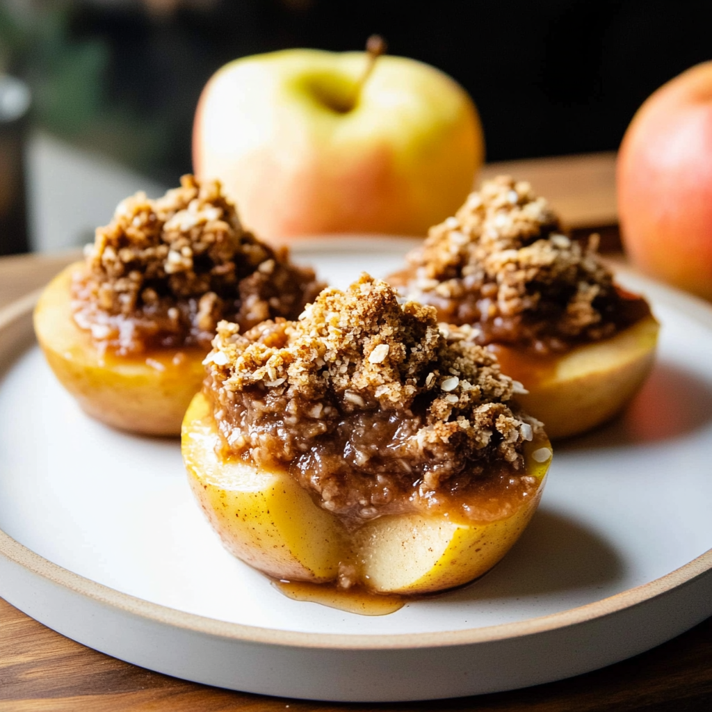 Recipe preparation for Maple Crumble Baked Apples