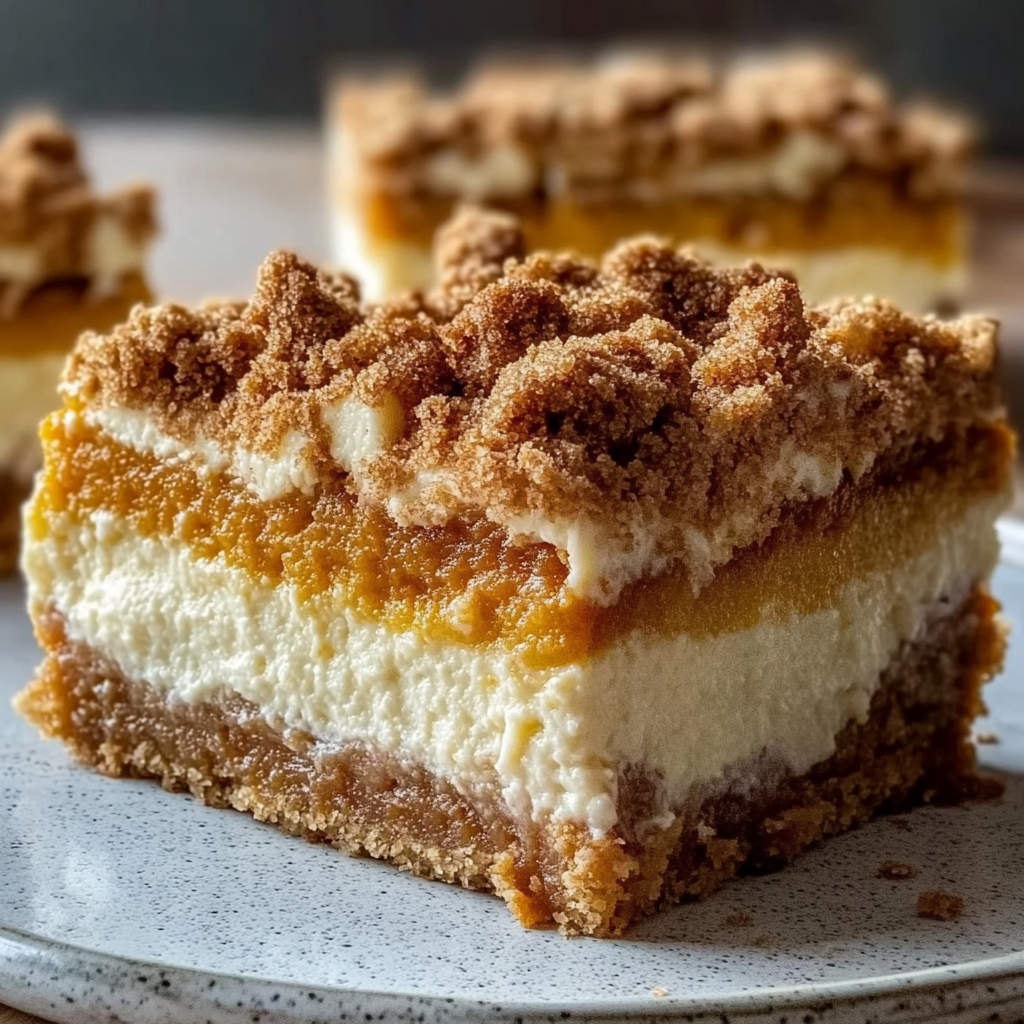 Recipe preparation for Pumpkin Cheesecake Bars with Streusel