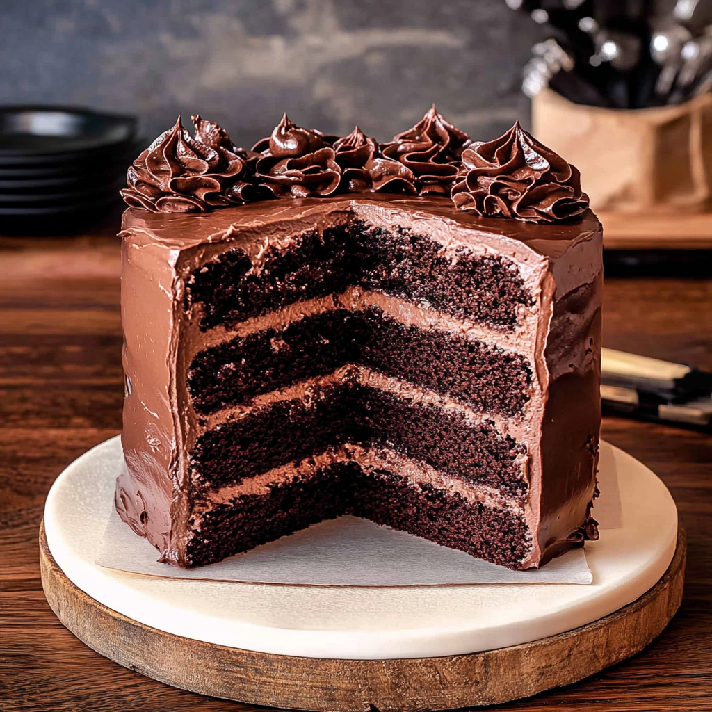 Recipe preparation for Chocolate Drip Layer Cake