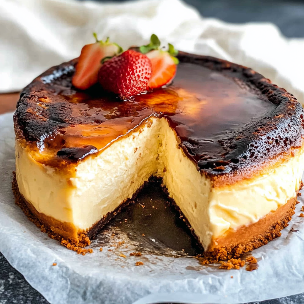 Recipe preparation for Basque Burnt Cheesecake