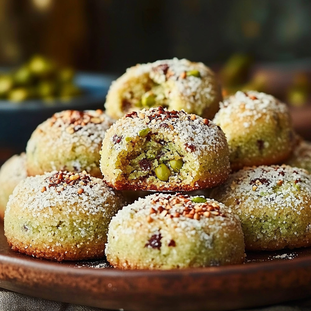 Recipe preparation for Pistachio Wedding Cookies