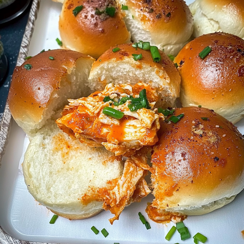 Recipe preparation for Spicy Buffalo Chicken Sliders