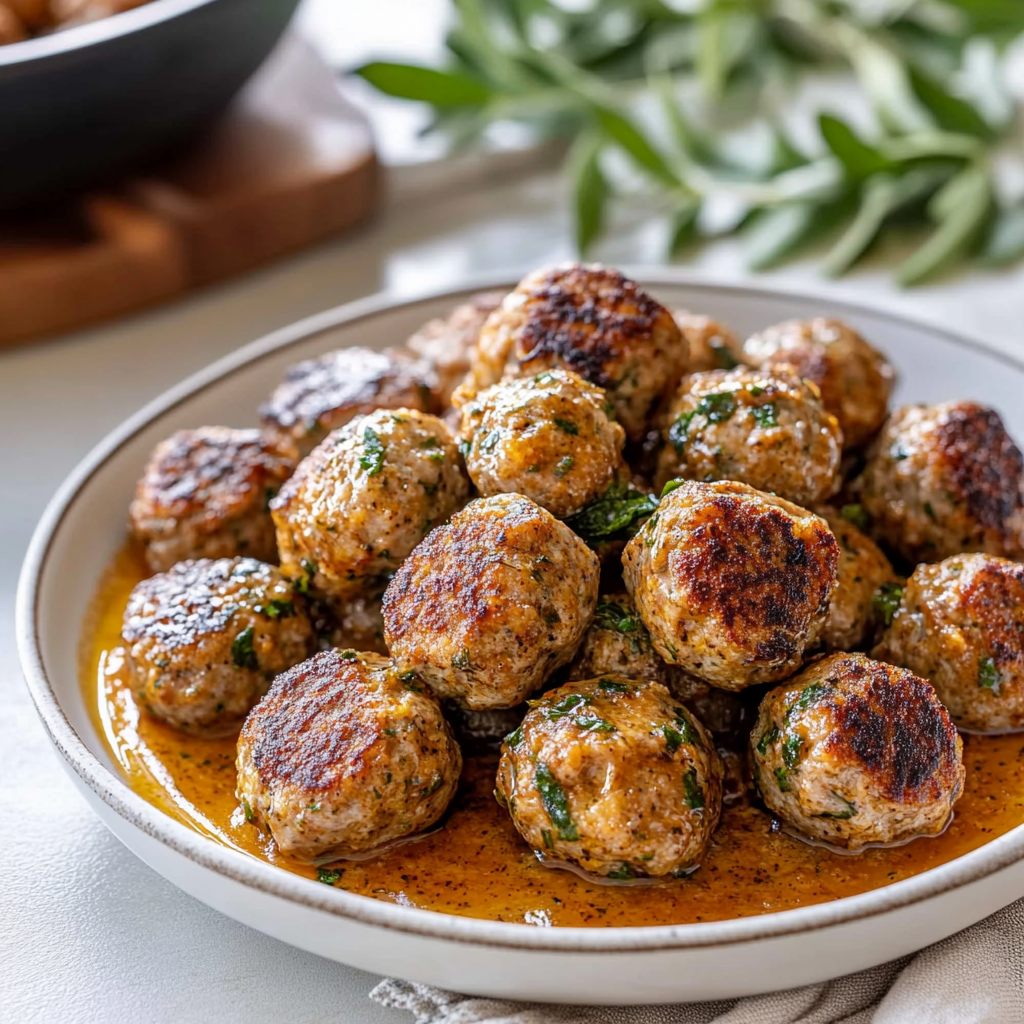 Recipe preparation for Turkey Meatballs in Pumpkin Sage Sauce