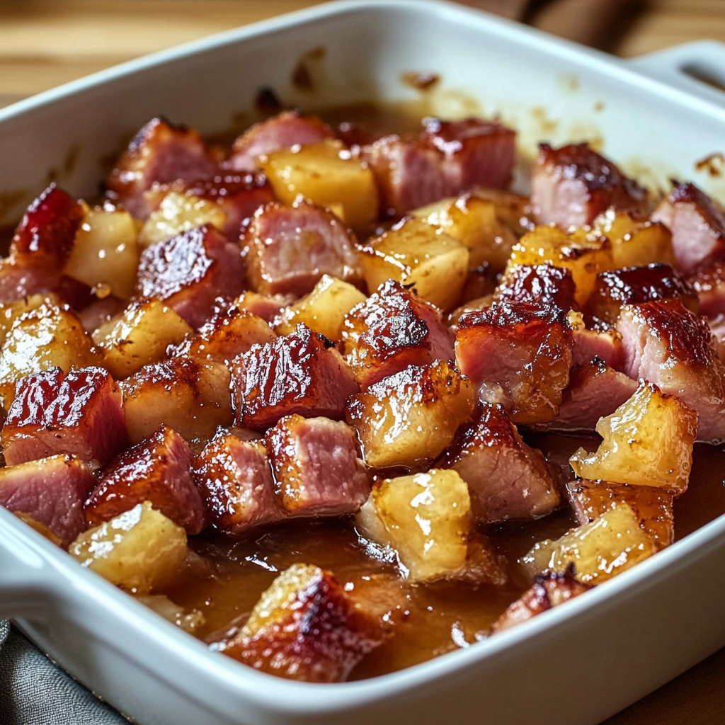 Recipe preparation for Sweet Glazed Ham Delight