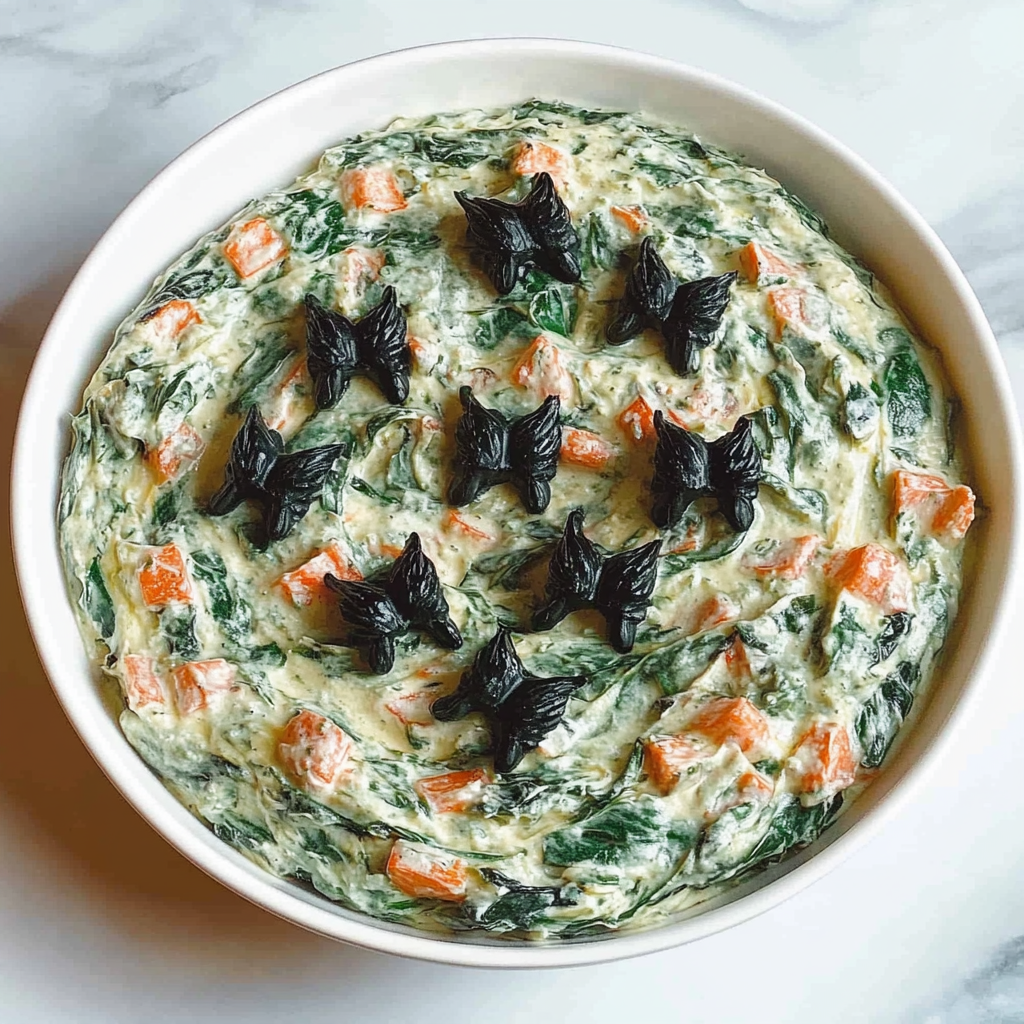 Recipe preparation for Halloween Spinach Dip