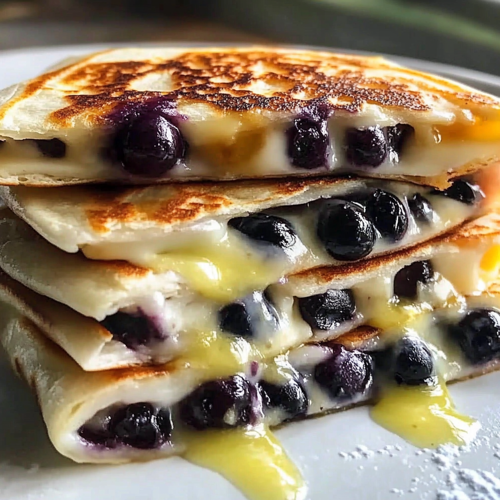 Recipe preparation for Blueberry Breakfast Quesadilla Treat