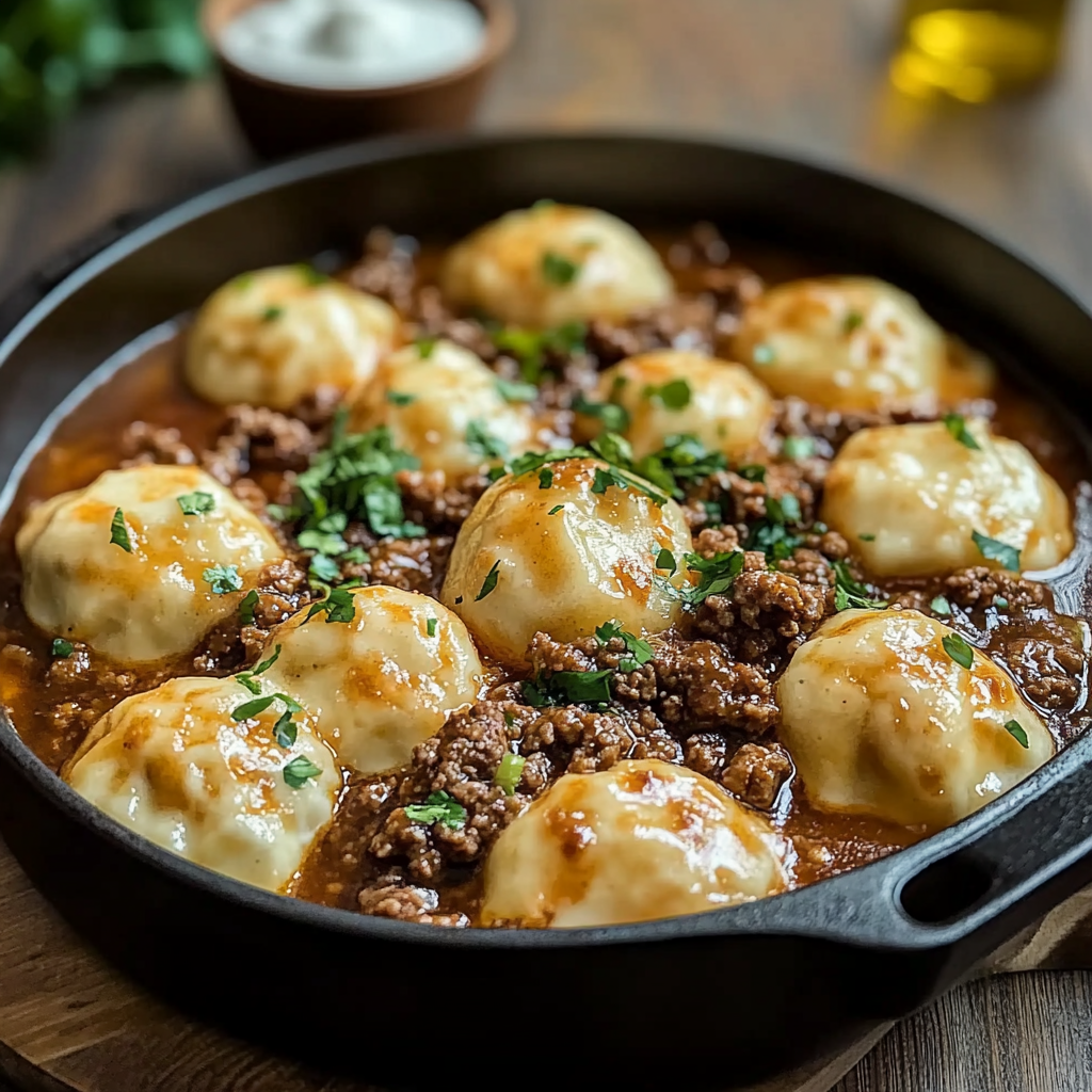 Recipe preparation for Ground Beef and Dumplings