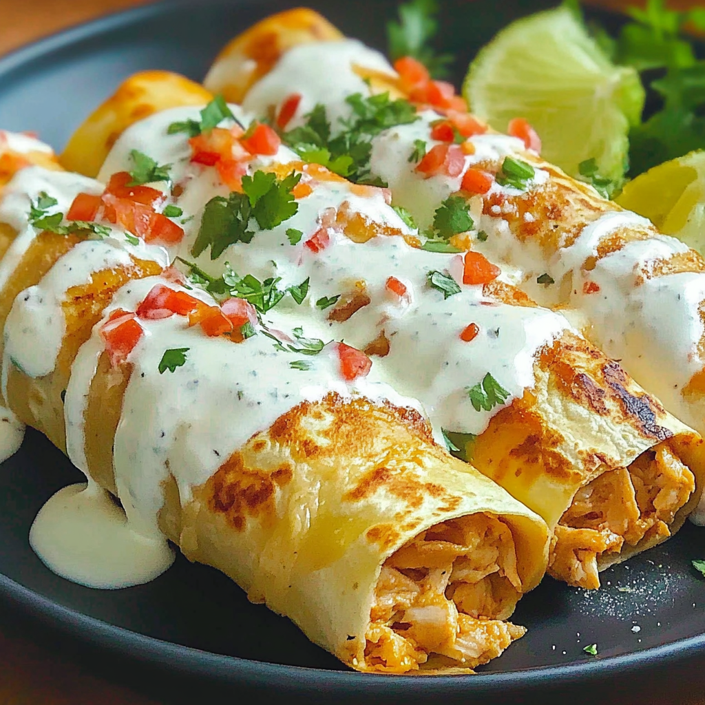 Recipe preparation for Baked Cream Cheese Chicken Taquitos