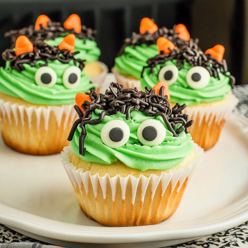 Recipe preparation for Halloween Monster Cupcakes