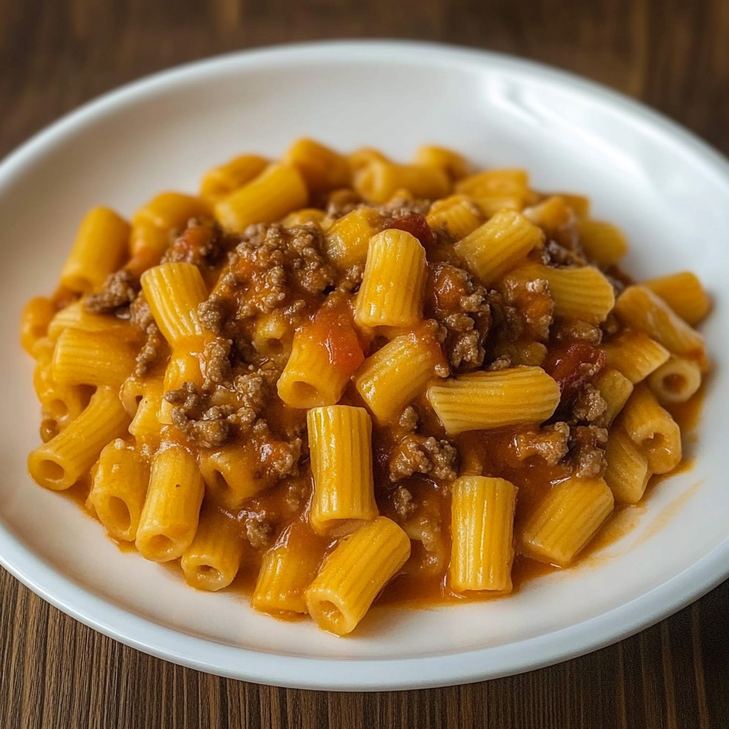 Recipe preparation for Cheesy Beef Taco Pasta